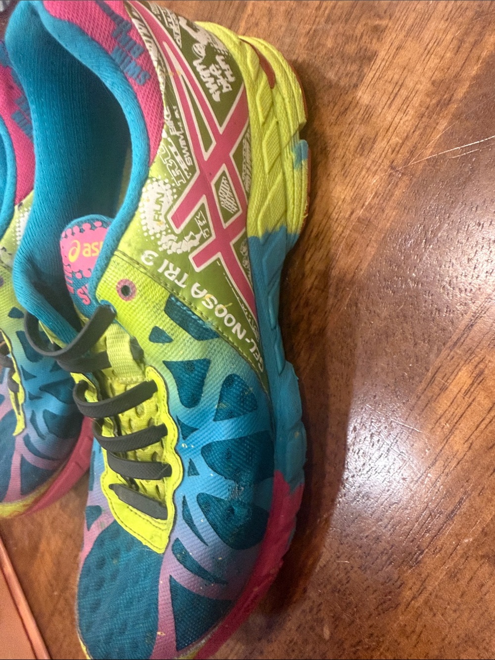 Asics Women's Multicolor Running Shoes - Teal, Neon Yellow & Pink - Picture 3 of 7